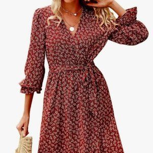 Large BTFBM Long Wine Red Wrap Dress
